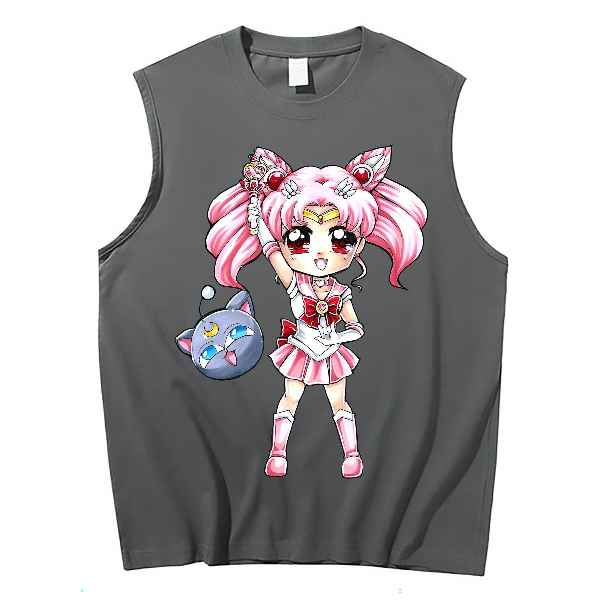 （画像用） 美少女戦士セーラームーン ちびうさ Sailor Moon Chibiusa Tsukino Usagi Small Lady Serenity コットン100％タンクトップ（フロントプリント）